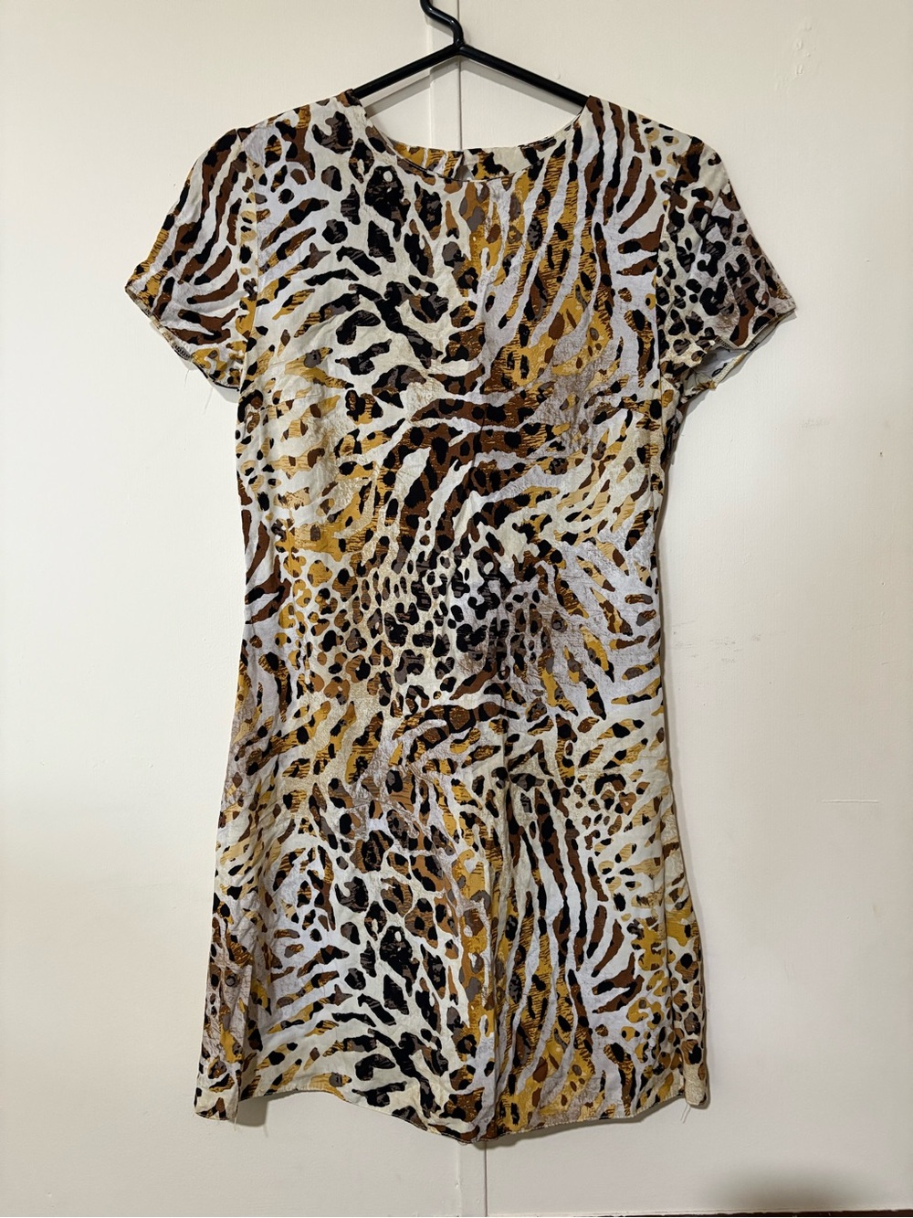 Topshop Animal Print Dress in Brown, Black & Gold